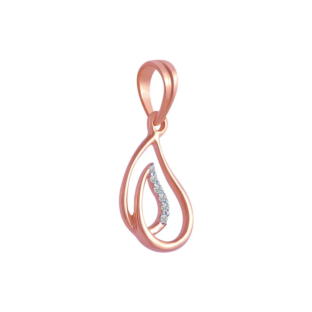 18k (750) Rose Gold And Diamond Pendant For Women