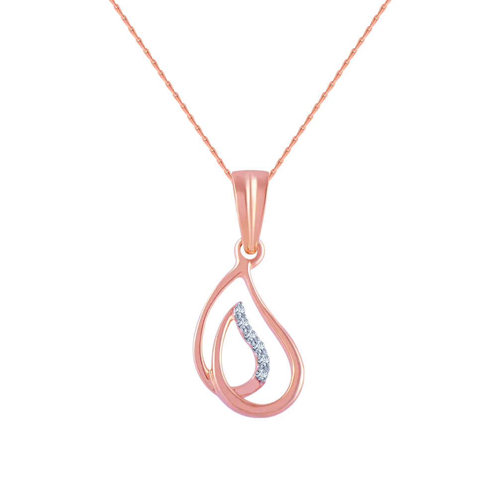 18k (750) Rose Gold And Diamond Pendant For Women