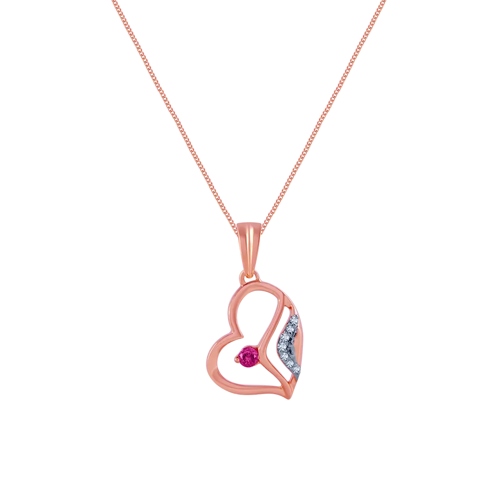 18k (750) Rose Gold And Diamond Pendant For Women