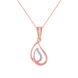 18k (750) Rose Gold And Diamond Pendant For Women