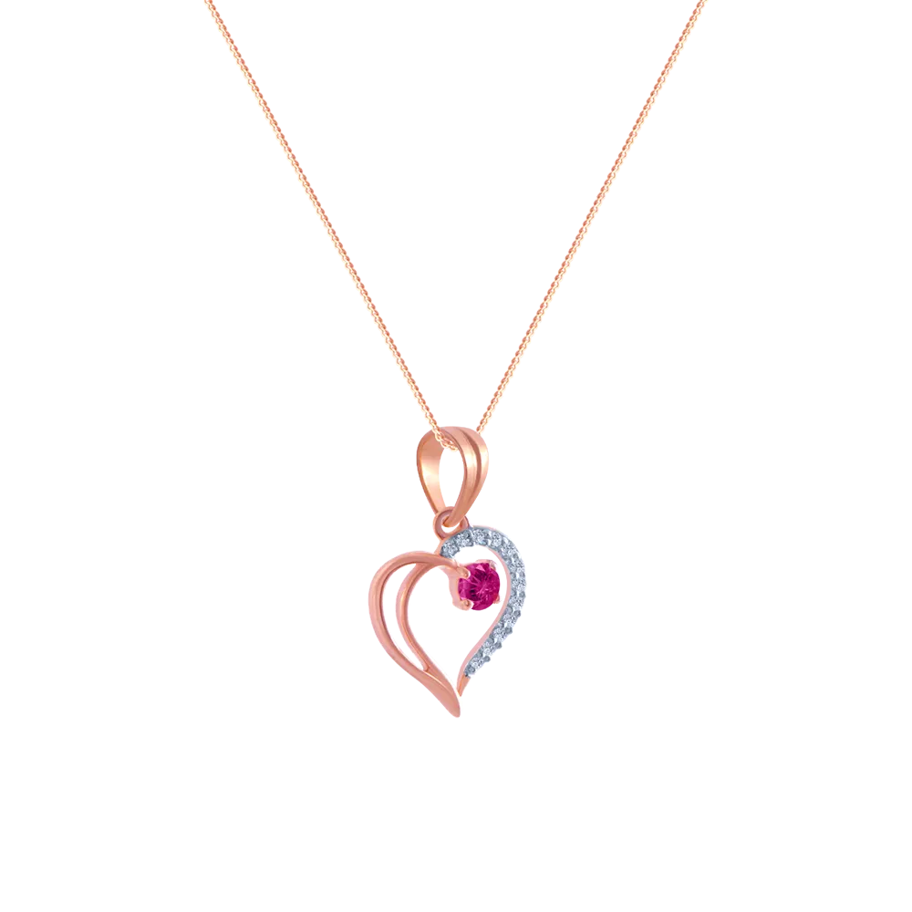 18k (750) Rose Gold And Diamond Pendant For Women