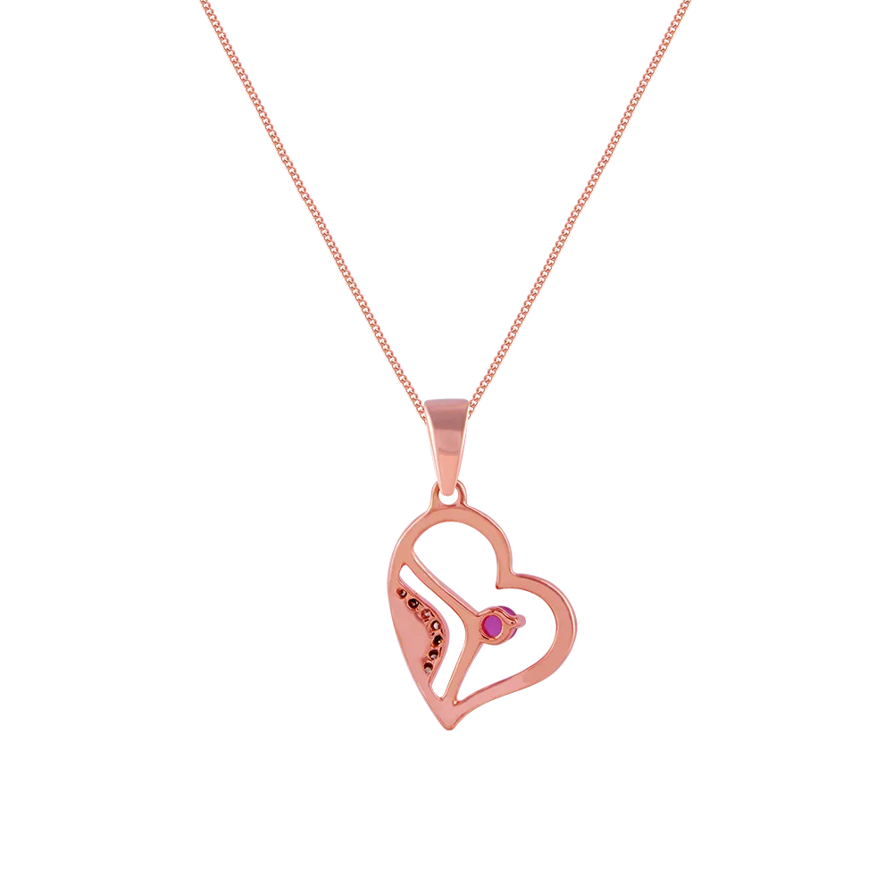 18k (750) Rose Gold And Diamond Pendant For Women