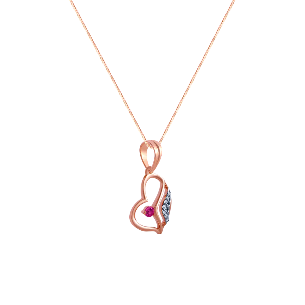 18k (750) Rose Gold And Diamond Pendant For Women