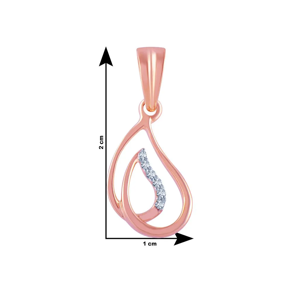 18k (750) Rose Gold And Diamond Pendant For Women