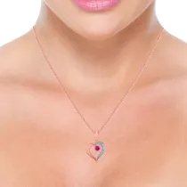18k (750) Rose Gold And Diamond Pendant For Women