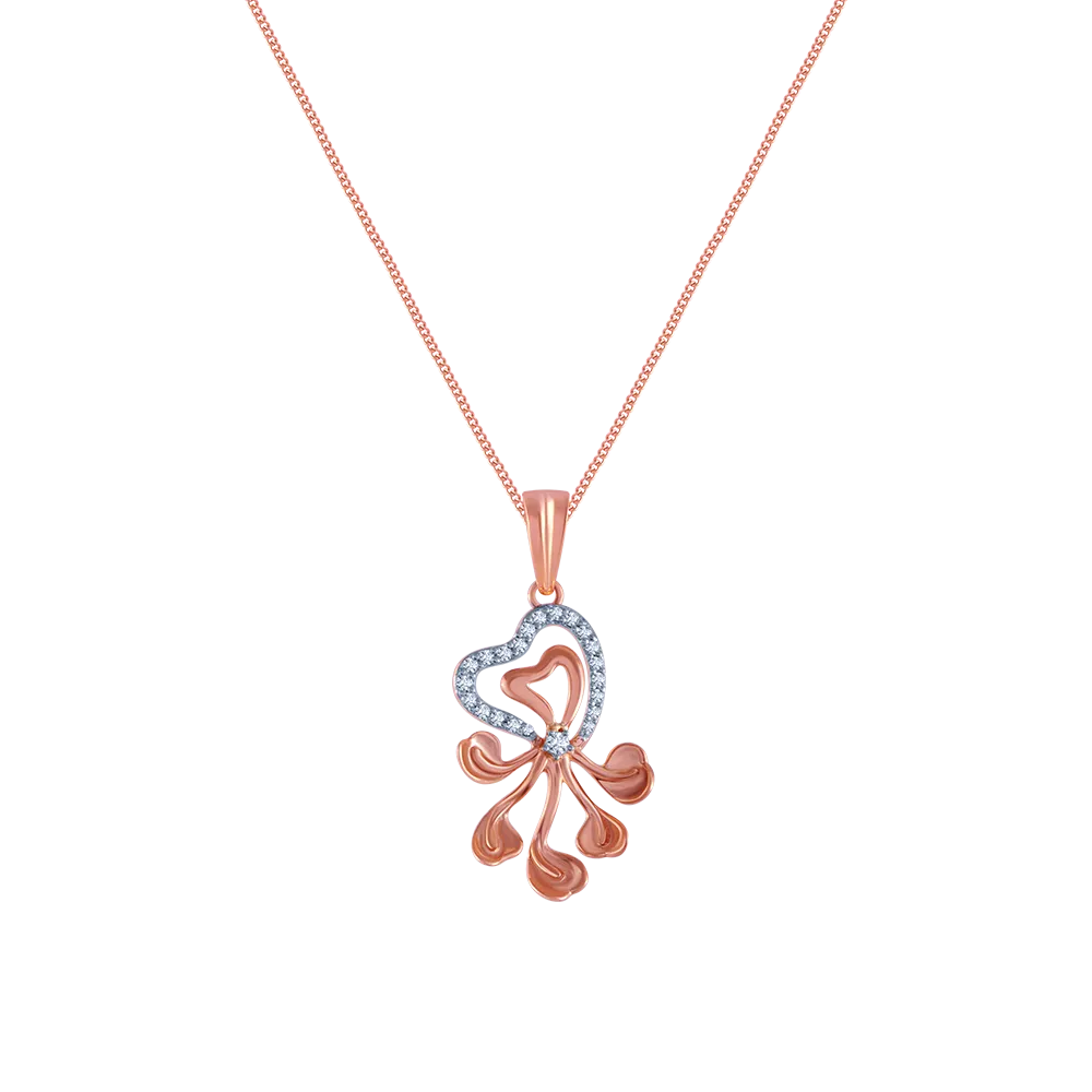 18k (750) Rose Gold And Diamond Pendant For Women