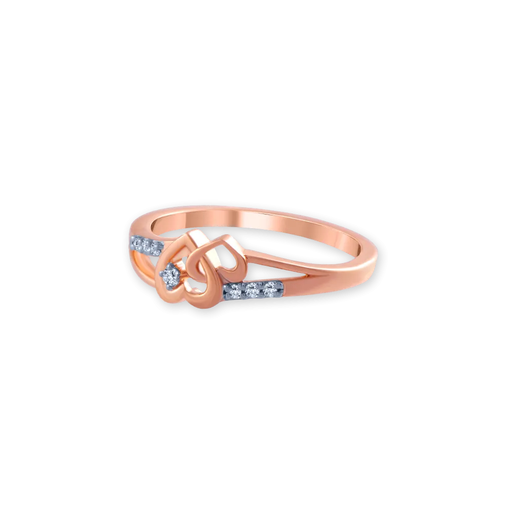 18k (750) Rose Gold And Diamond Ring For Women