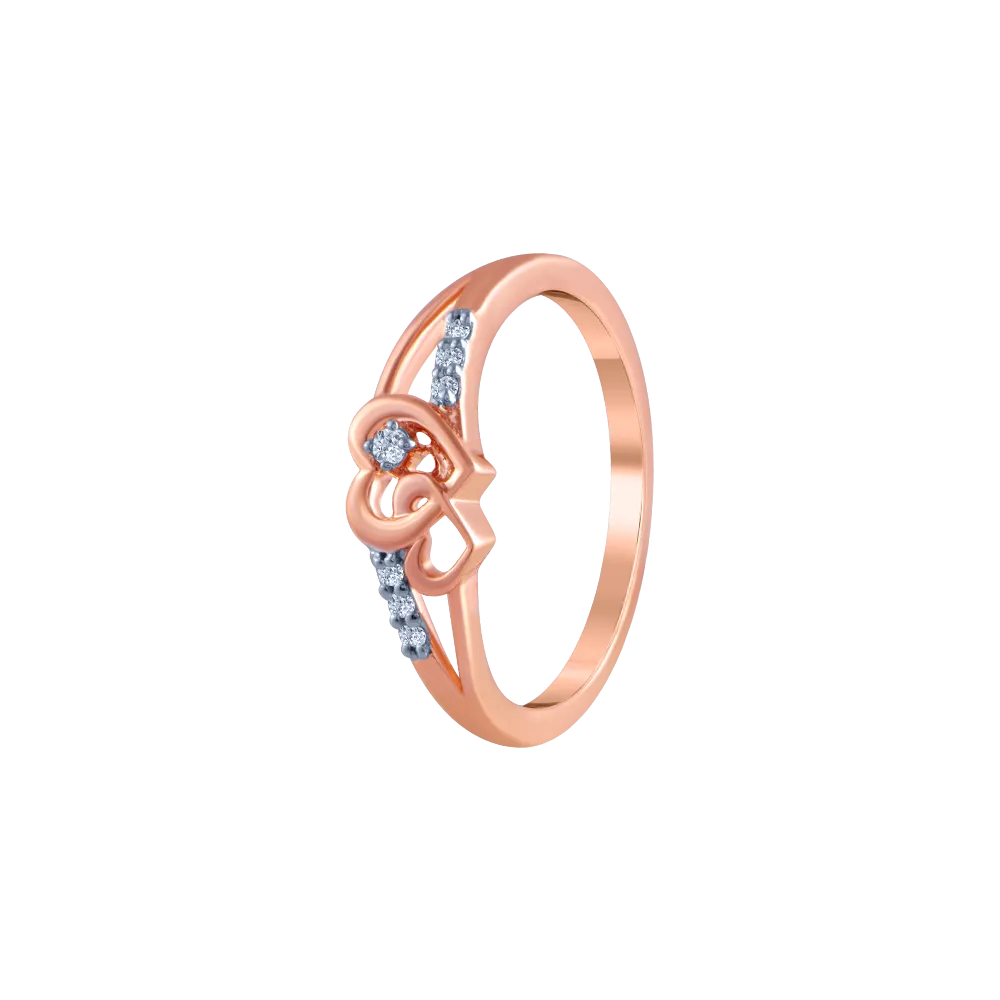 18k (750) Rose Gold And Diamond Ring For Women