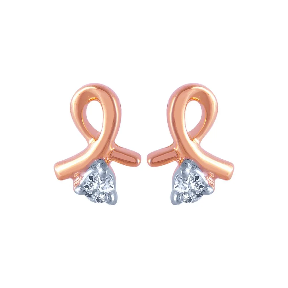 18k (750) Rose Gold And Diamond Stud Earrings For Women