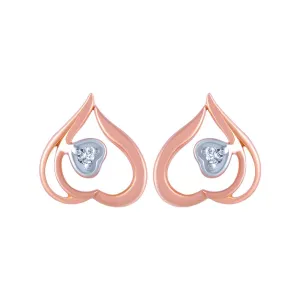 18k (750) Rose Gold And Diamond Stud Earrings For Women