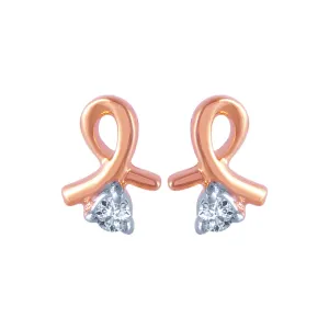 18k (750) Rose Gold And Diamond Stud Earrings For Women