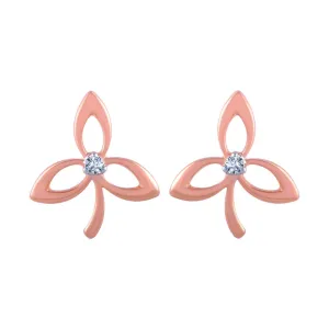 18k (750) Rose Gold And Diamond Stud Earrings For Women