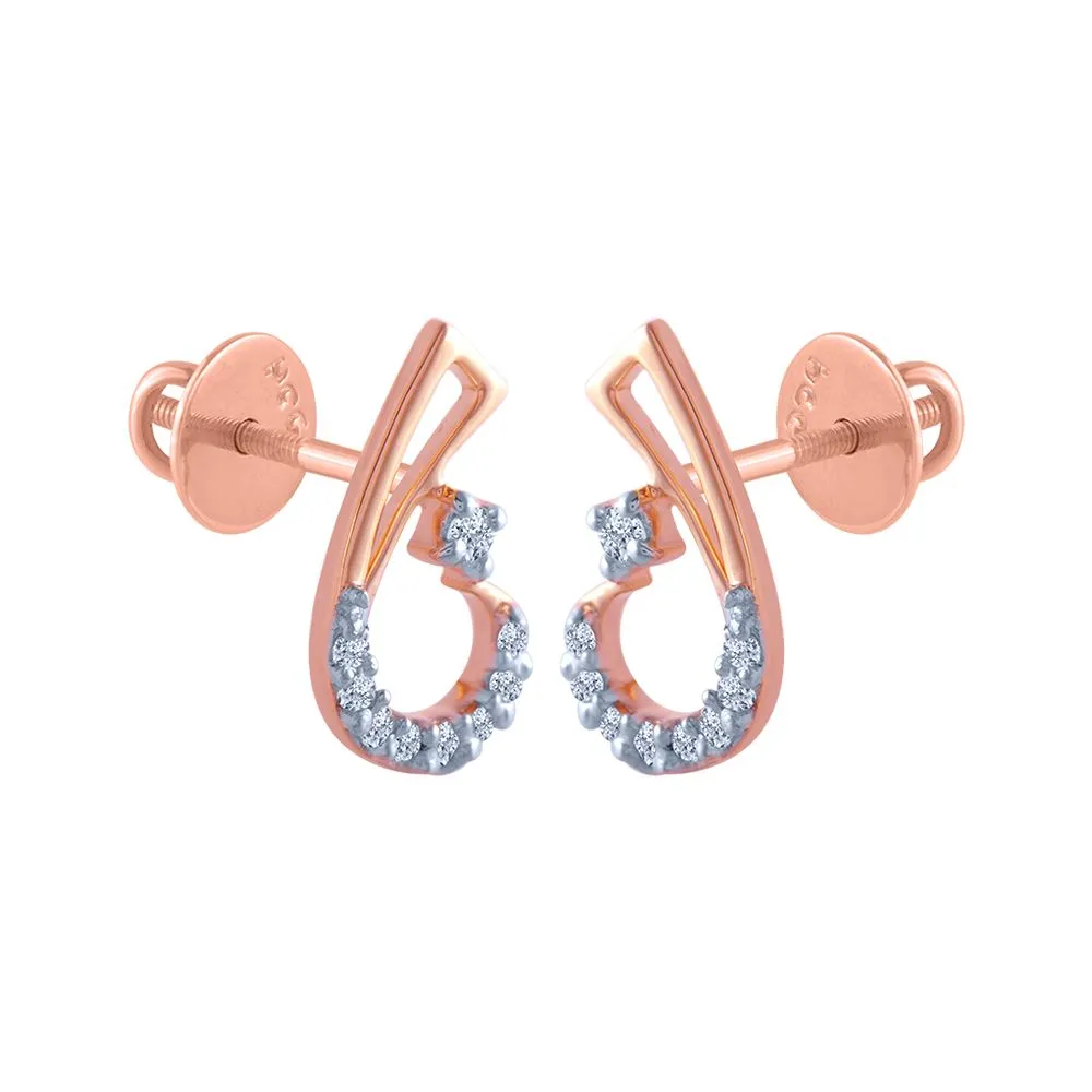 18k (750) Rose Gold And Diamond Stud Earrings For Women
