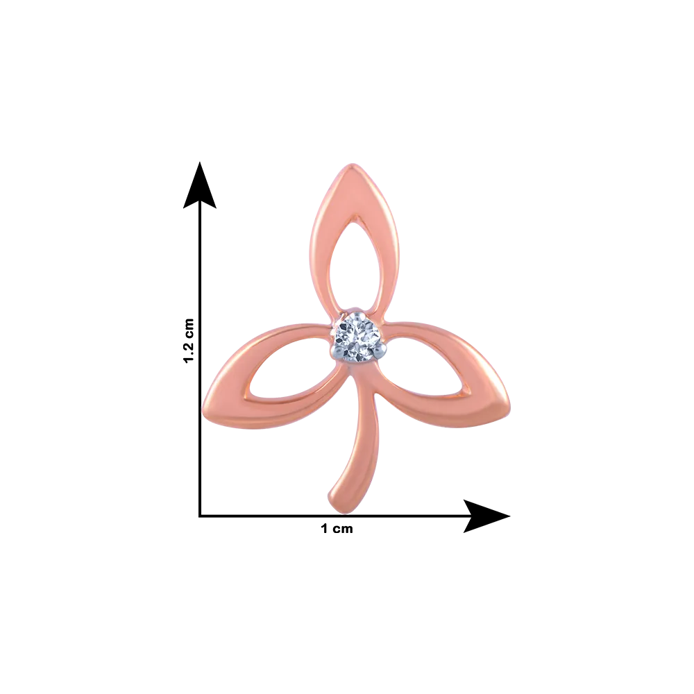 18k (750) Rose Gold And Diamond Stud Earrings For Women