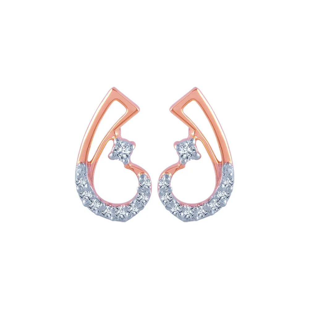 18k (750) Rose Gold And Diamond Stud Earrings For Women