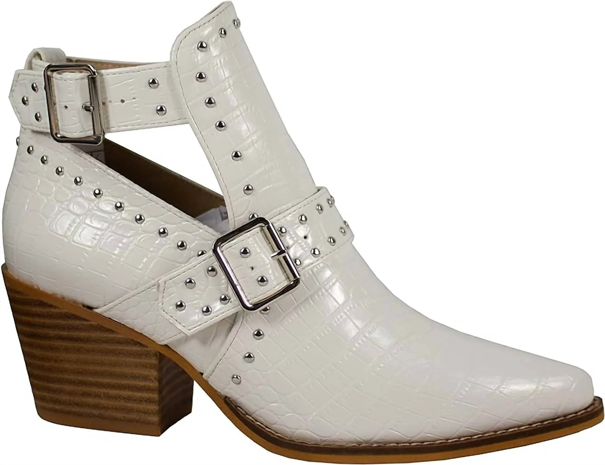 Ankle Strap Croc Bootie In White