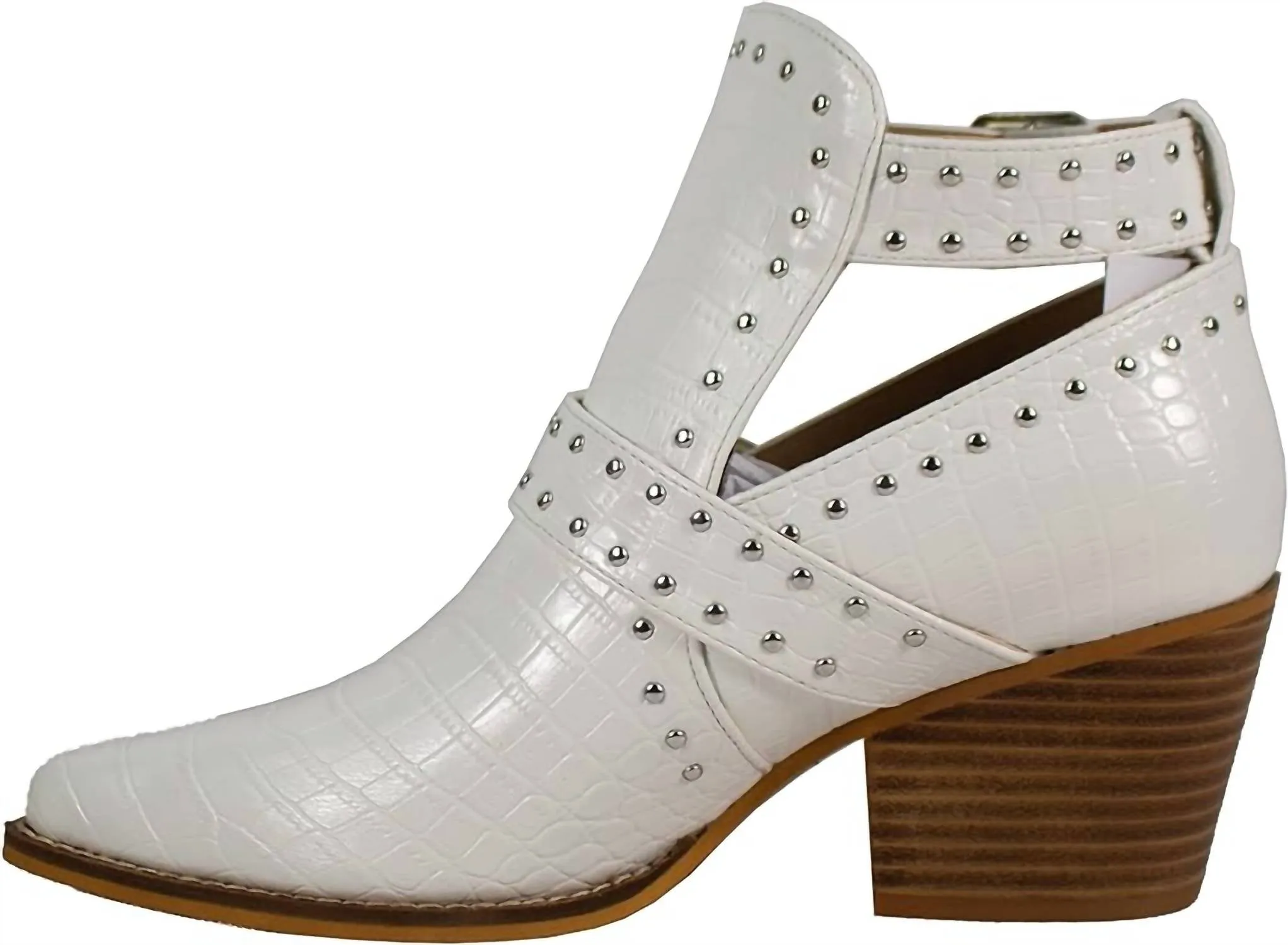 Ankle Strap Croc Bootie In White