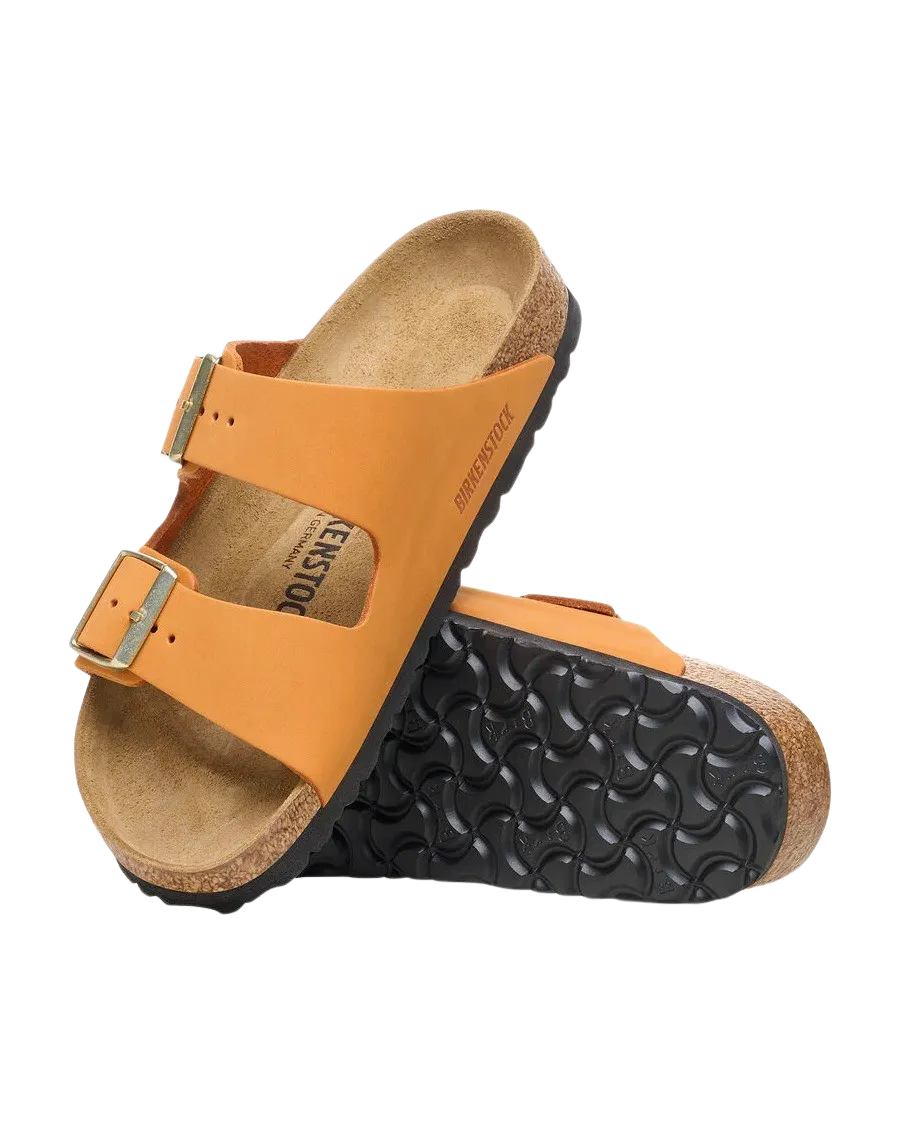 Arizona Nubuck Leather Sandals in Burnt Orange