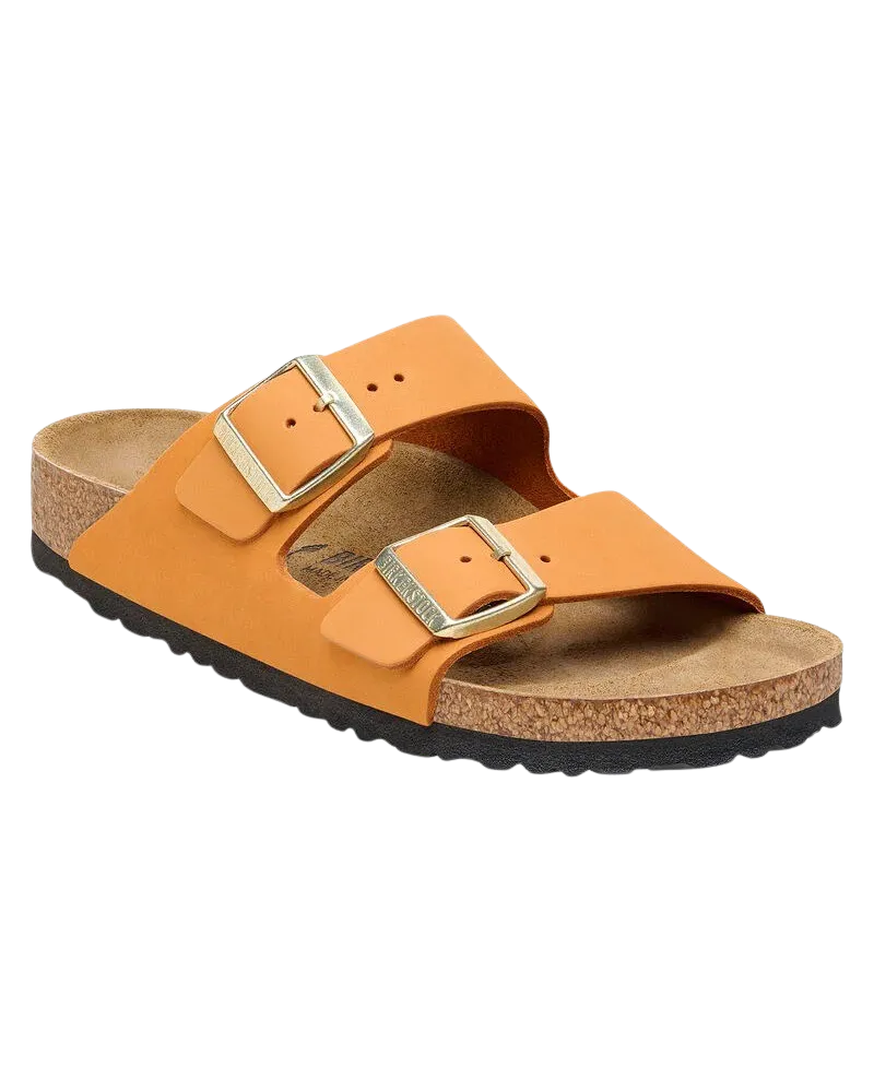 Arizona Nubuck Leather Sandals in Burnt Orange