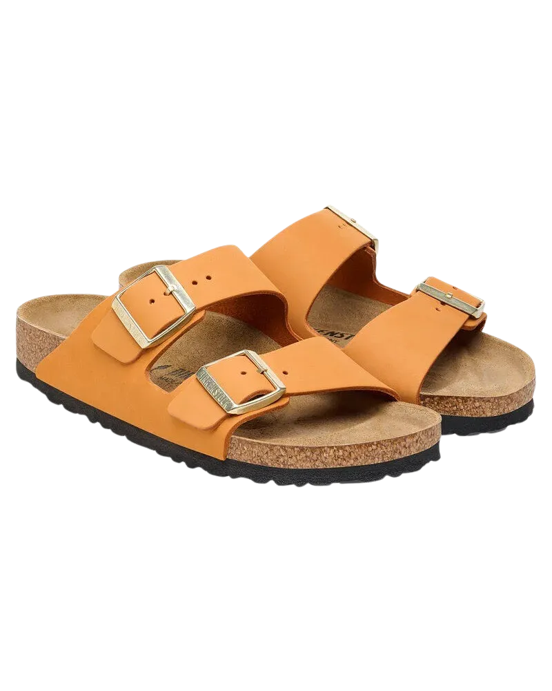 Arizona Nubuck Leather Sandals in Burnt Orange