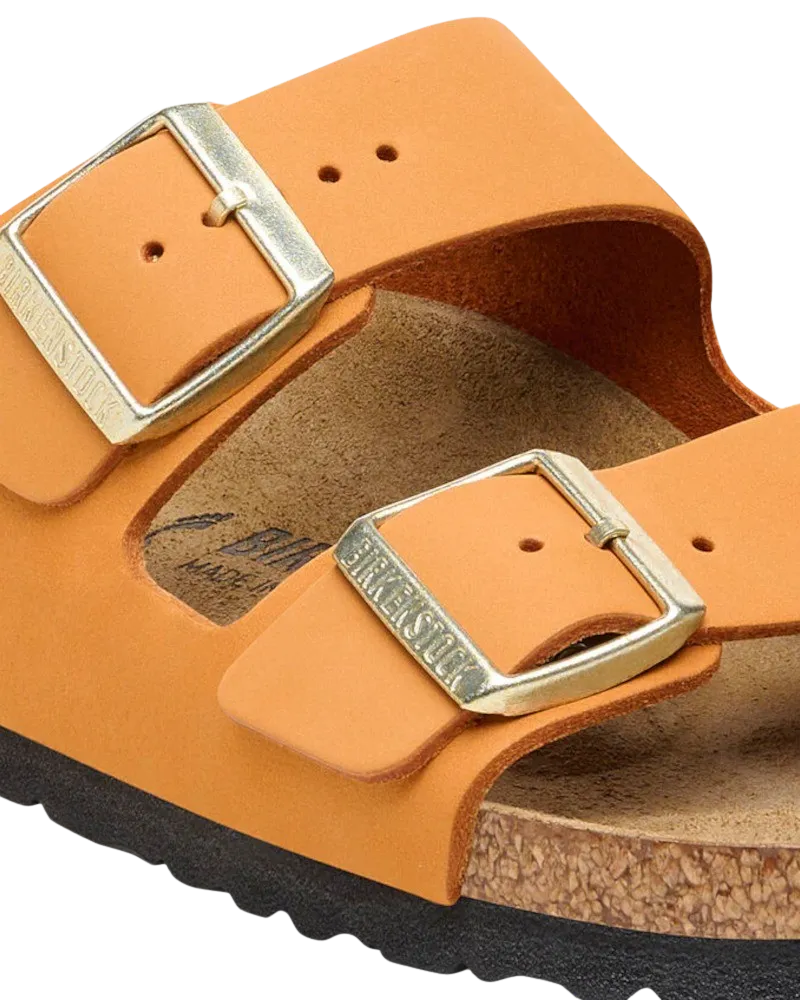 Arizona Nubuck Leather Sandals in Burnt Orange