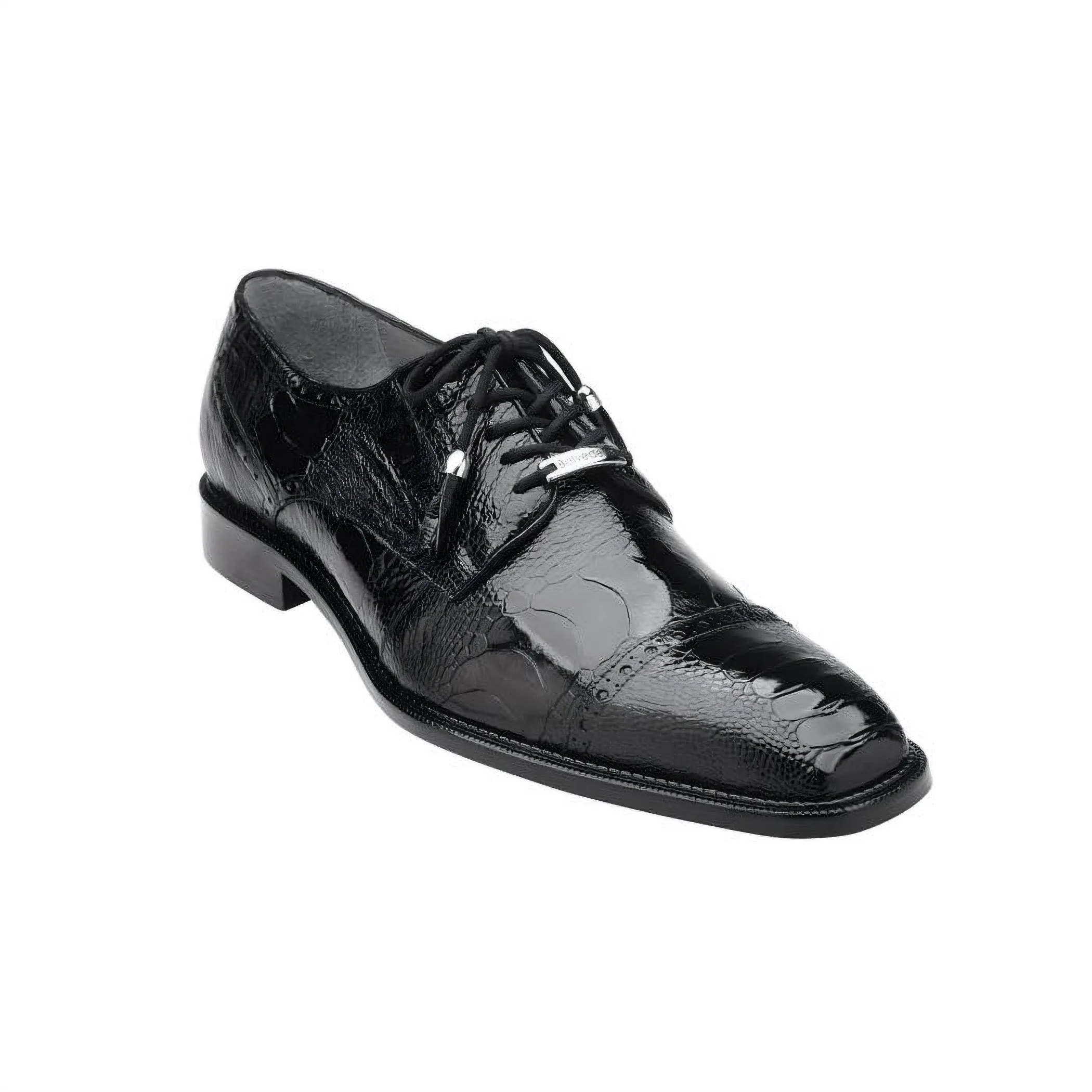 Belvedere Exotic Skin Shoes Belvedere Batta in Black Genuine Ostrich Oxfords