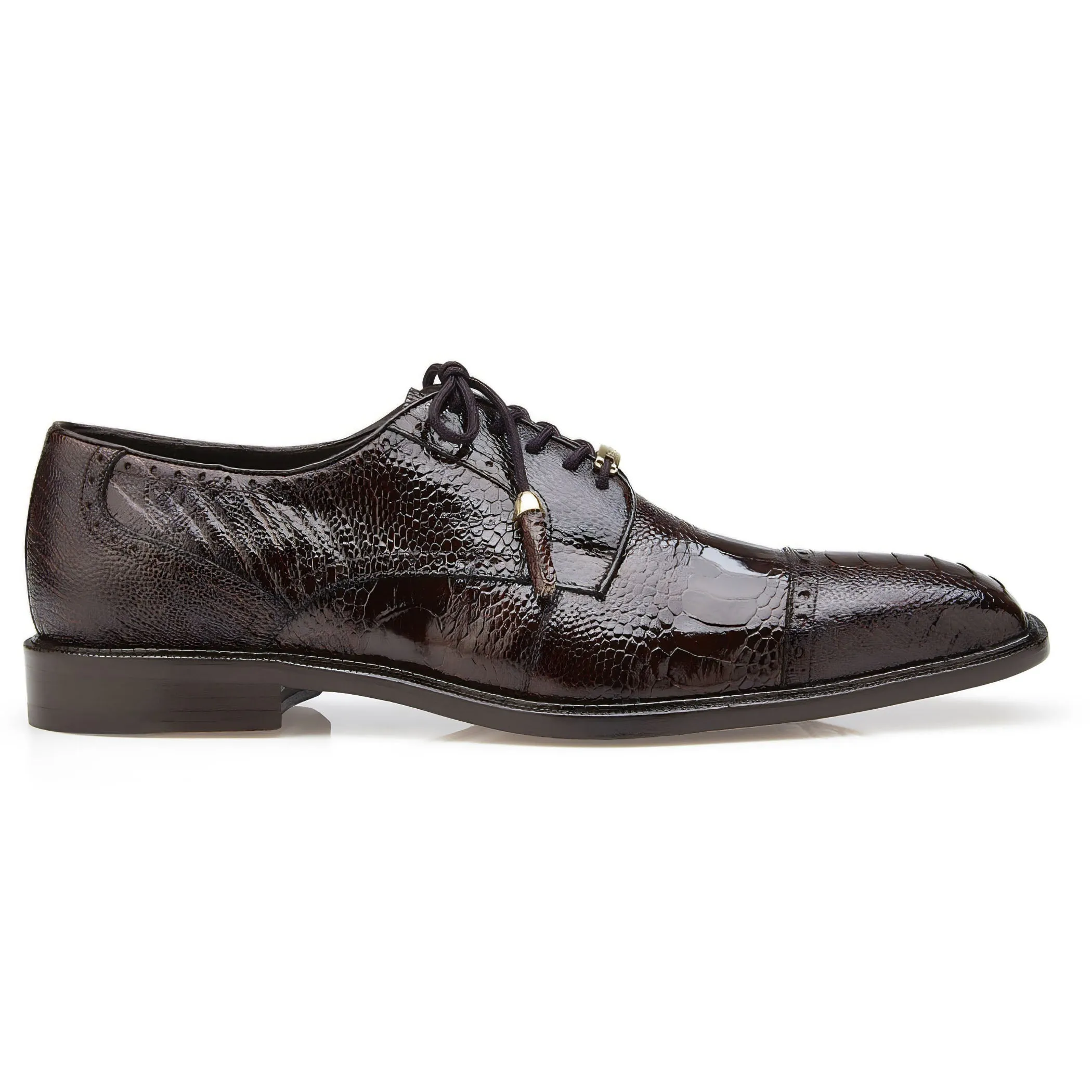 Belvedere Exotic Skin Shoes Belvedere Batta in Chocolate Genuine Ostrich Oxfords