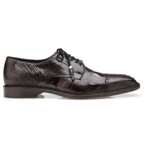 Belvedere Exotic Skin Shoes Belvedere Batta in Chocolate Genuine Ostrich Oxfords