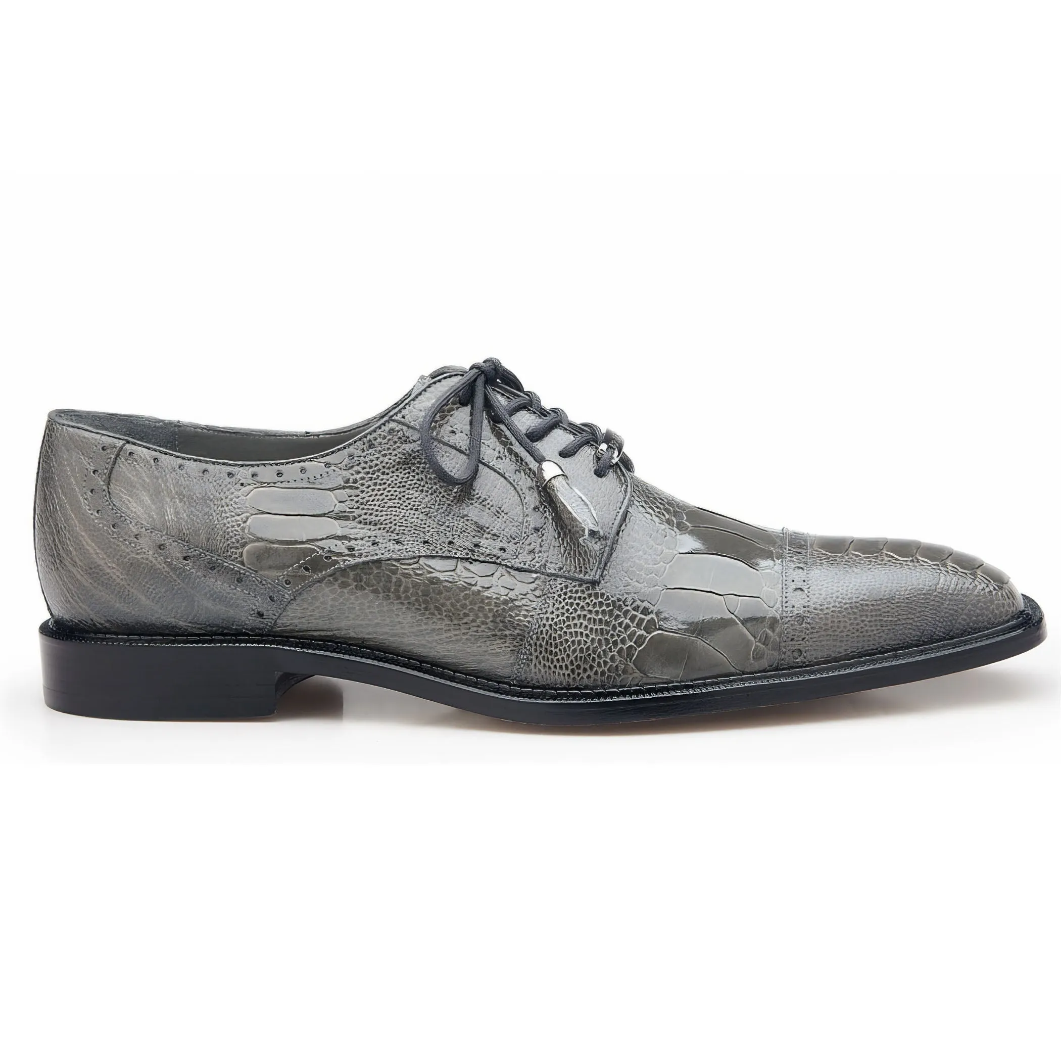 Belvedere Exotic Skin Shoes Belvedere Batta in Gray Genuine Ostrich Oxfords