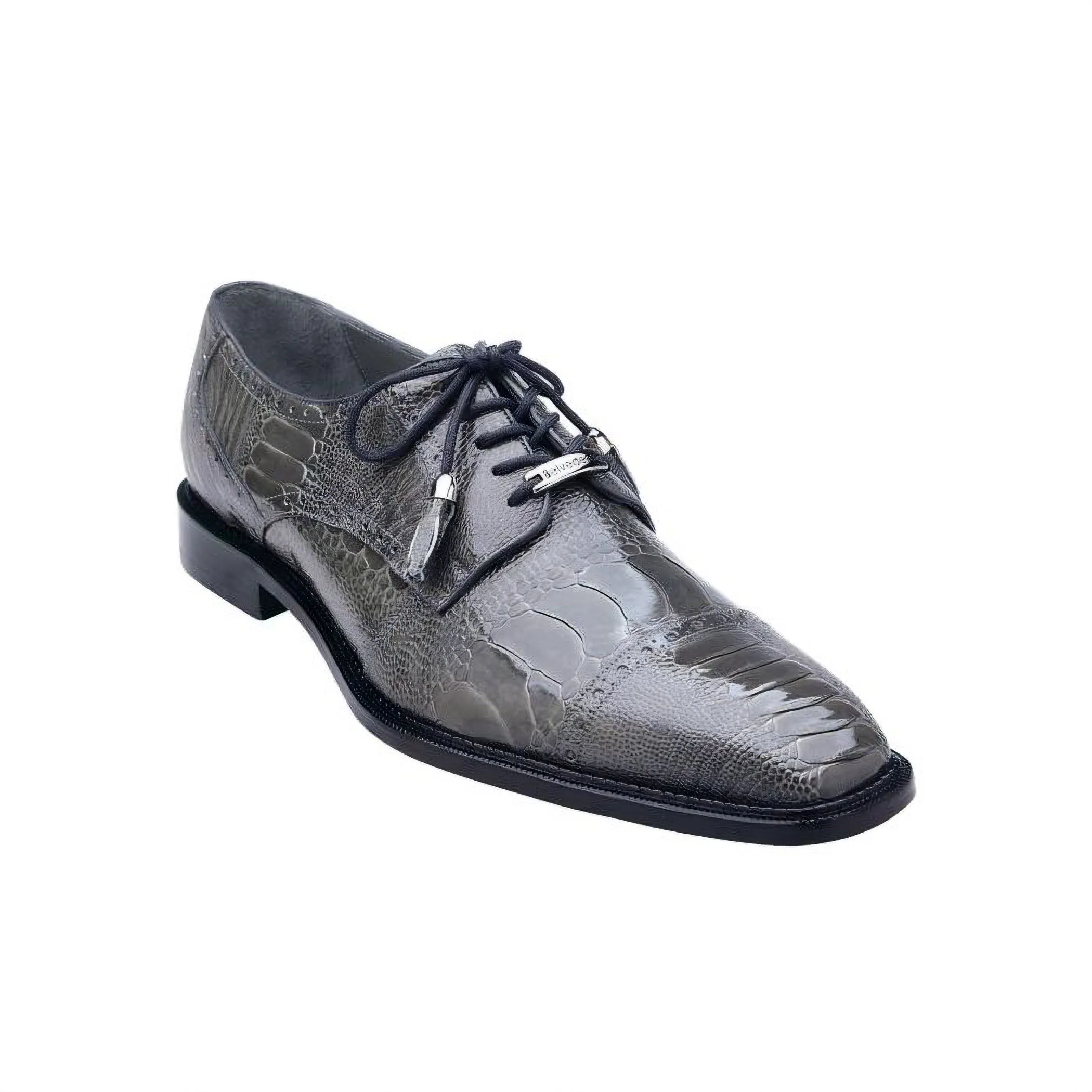 Belvedere Exotic Skin Shoes Belvedere Batta in Gray Genuine Ostrich Oxfords