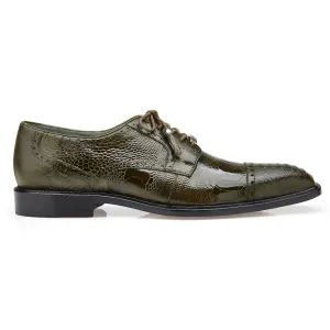 Belvedere Exotic Skin Shoes Belvedere Batta in Olive Genuine Ostrich Oxfords