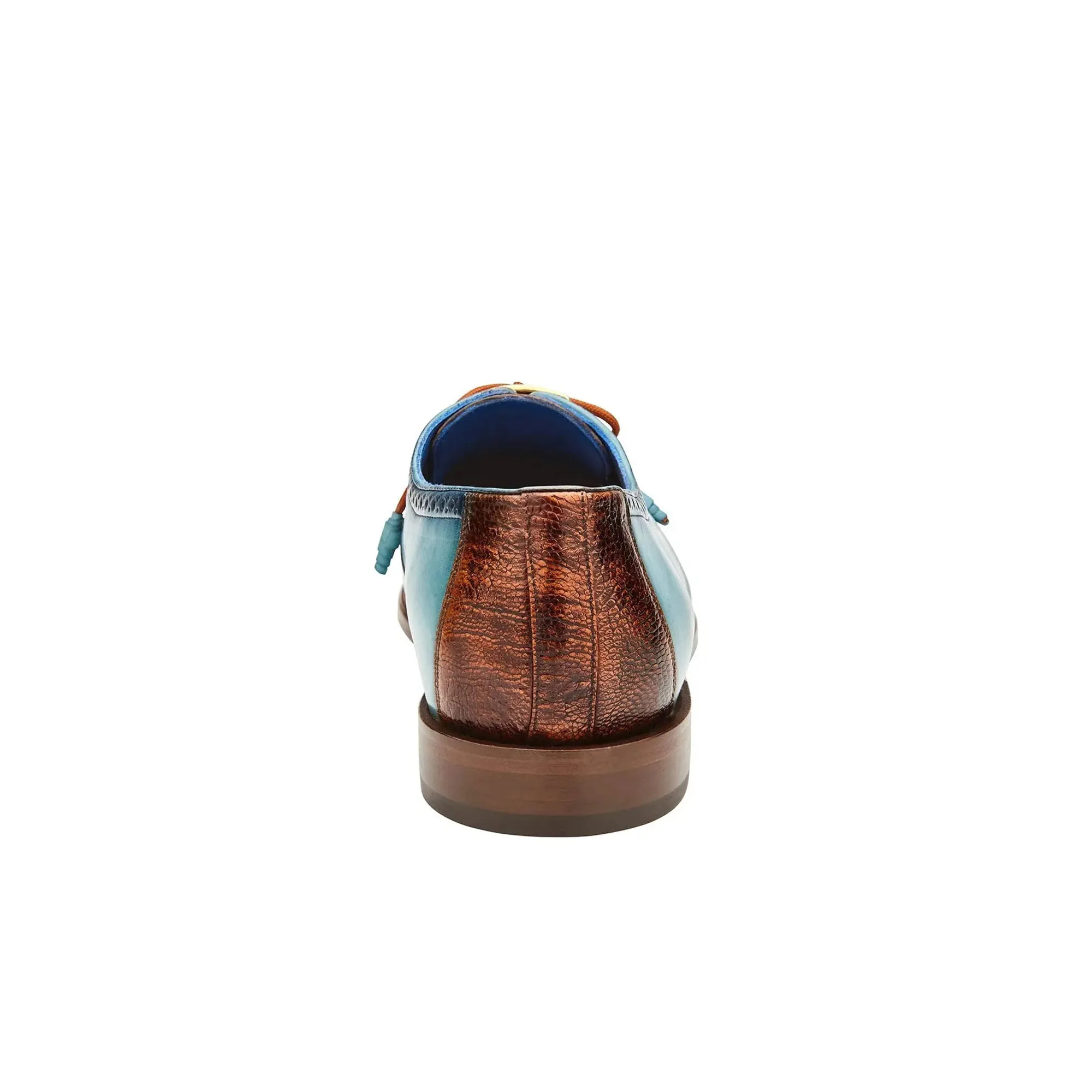 Belvedere Exotic Skin Shoes Belvedere Etore in Antique Aqua / Antique Almond Ostrich Leg & Leather Oxfords