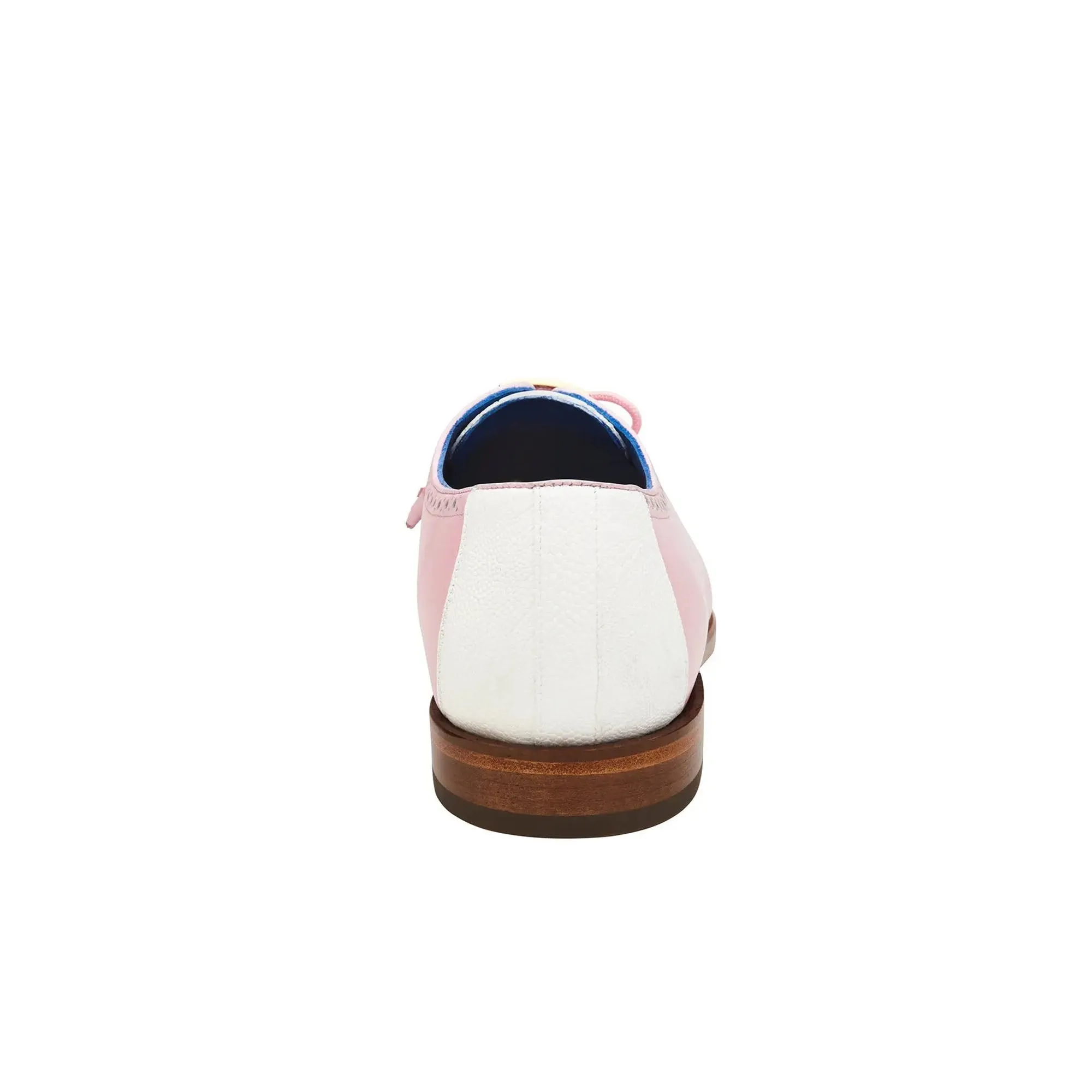 Belvedere Exotic Skin Shoes Belvedere Etore in Pink / White Ostrich Leg & Leather Oxfords