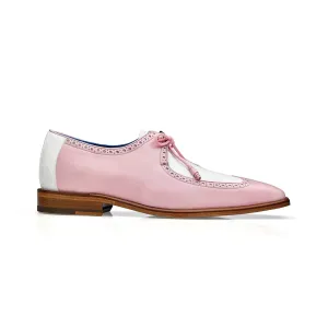 Belvedere Exotic Skin Shoes Belvedere Etore in Pink / White Ostrich Leg & Leather Oxfords