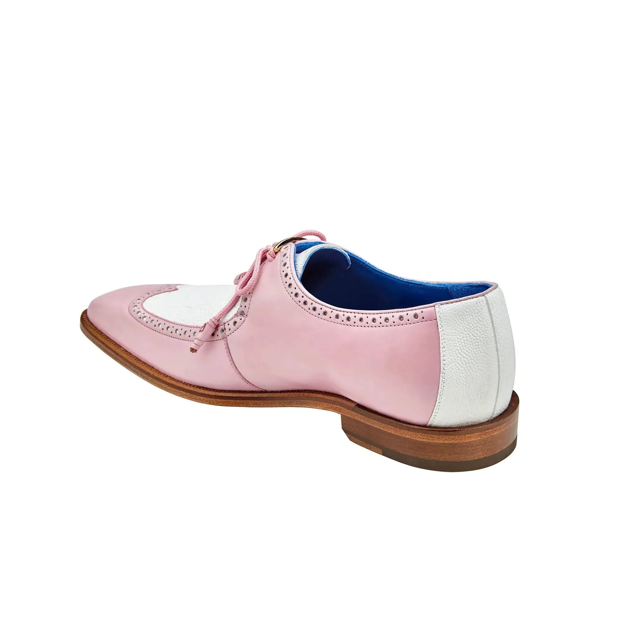 Belvedere Exotic Skin Shoes Belvedere Etore in Pink / White Ostrich Leg & Leather Oxfords