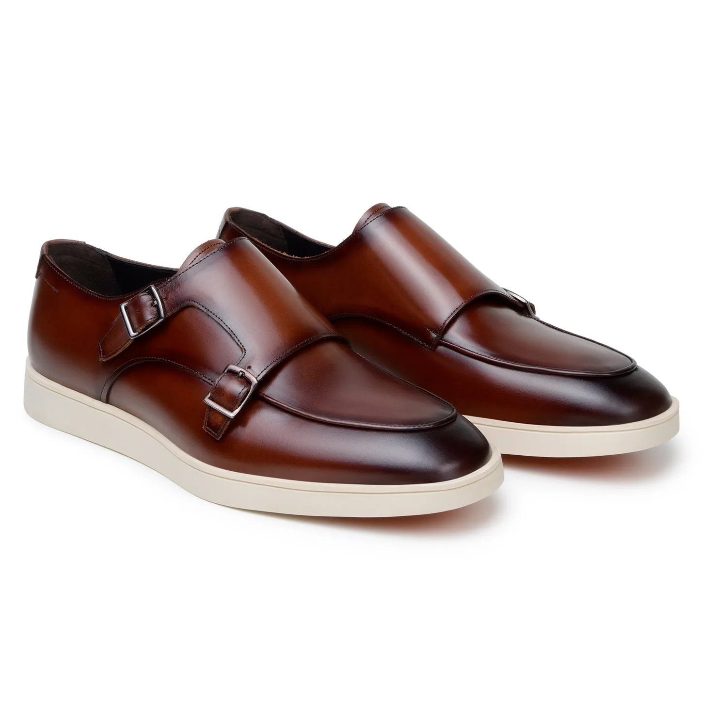 Belvedere Exotic Skin Shoes Belvedere Marcio in Cognac Monk Strap Hybrid Dress Shoe