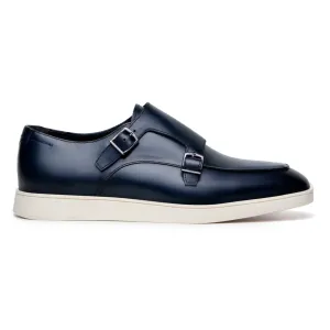 Belvedere Exotic Skin Shoes Belvedere Marcio in Navy Monk Strap Hybrid Dress Shoe