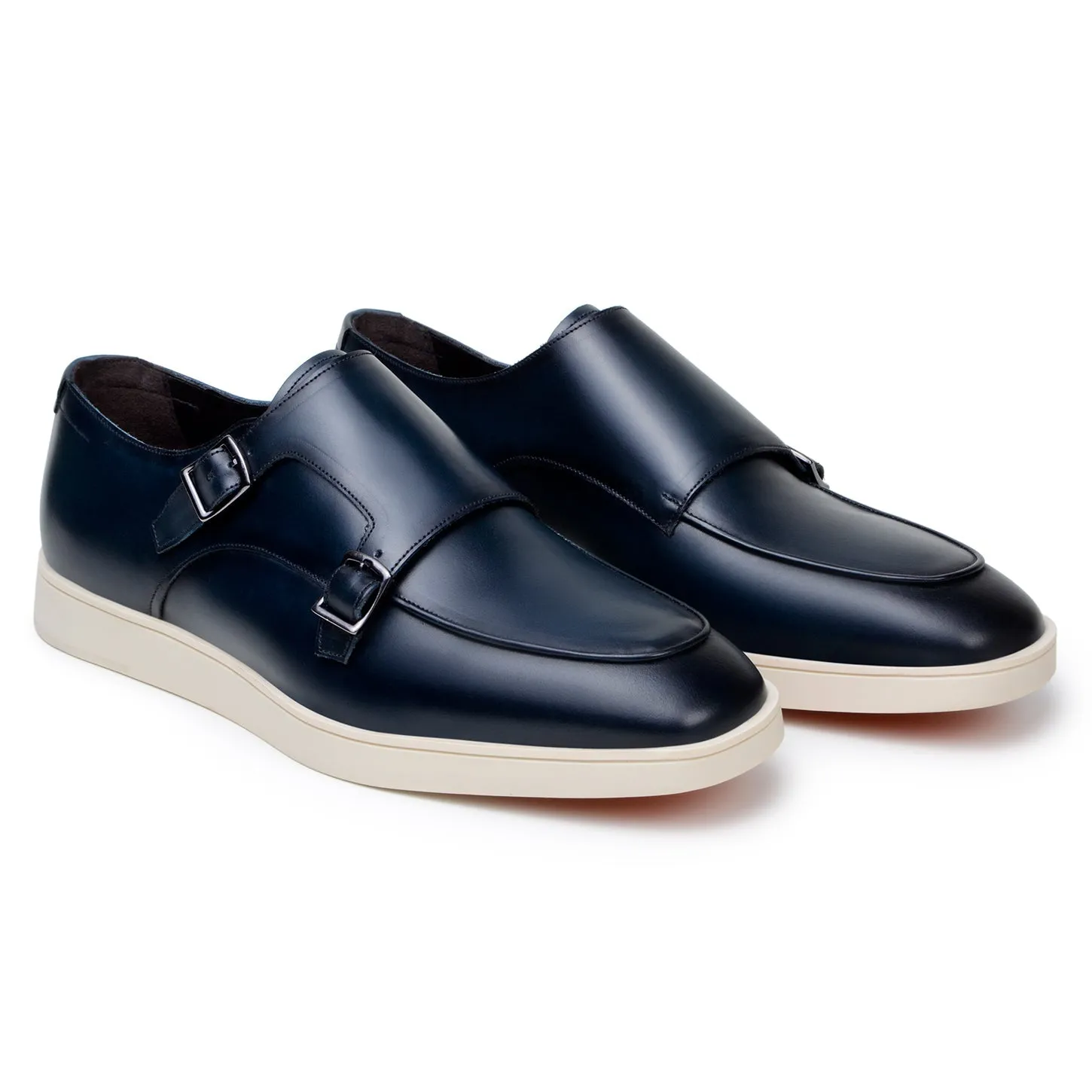 Belvedere Exotic Skin Shoes Belvedere Marcio in Navy Monk Strap Hybrid Dress Shoe