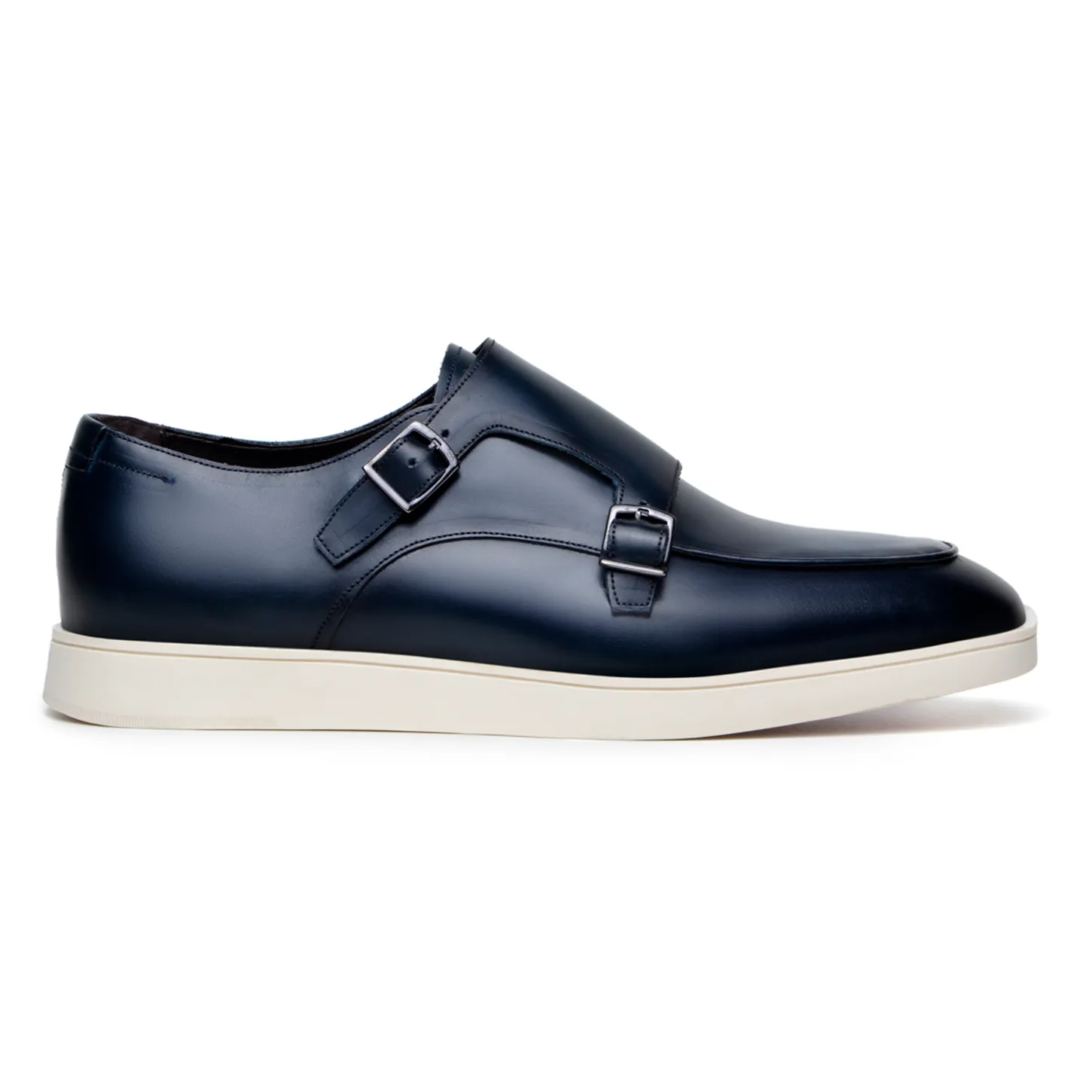 Belvedere Exotic Skin Shoes Belvedere Marcio in Navy Monk Strap Hybrid Dress Shoe