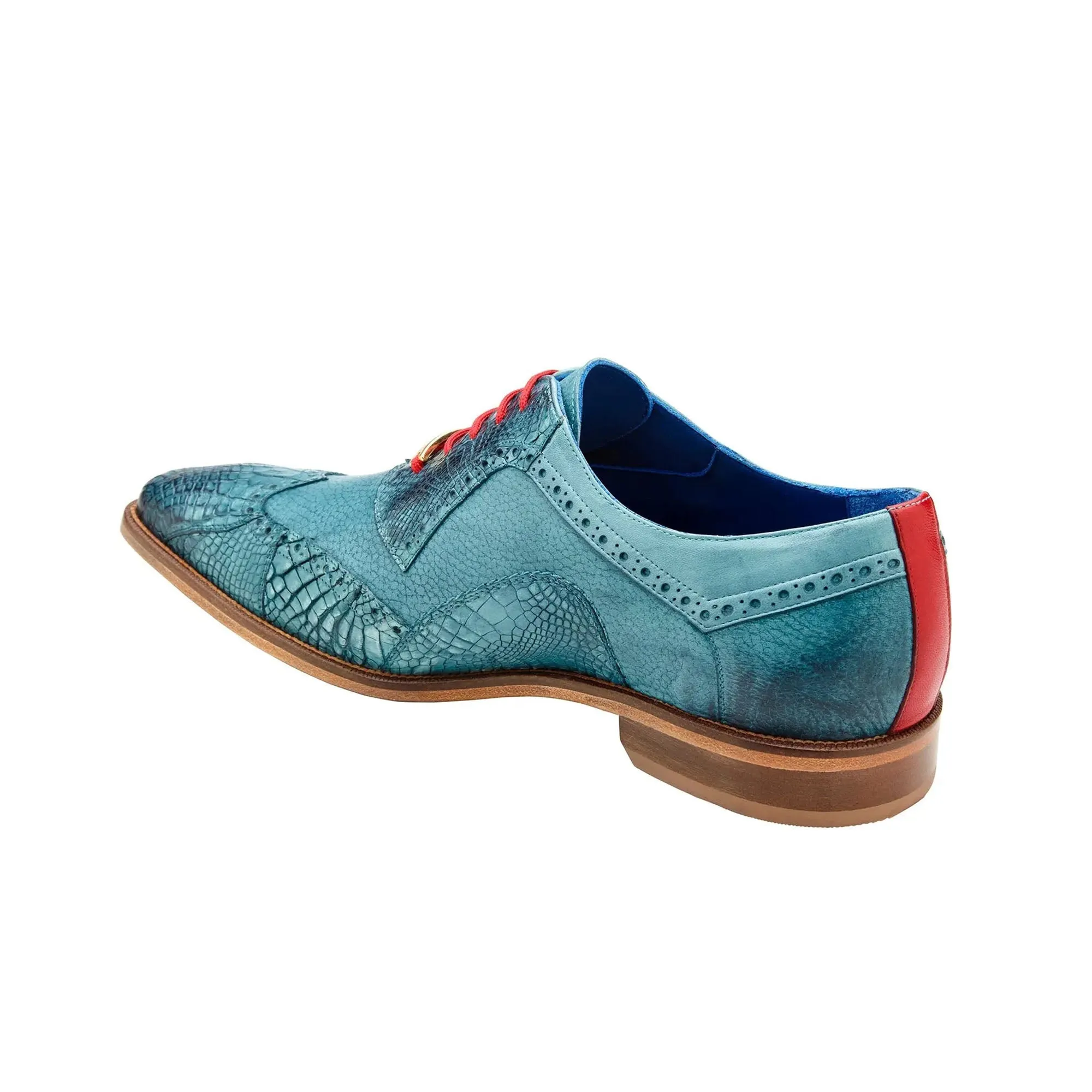 Belvedere Exotic Skin Shoes Belvedere Roberto in Antique Aqua Alligator & Leather Dress Shoes