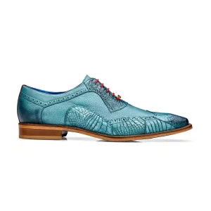 Belvedere Exotic Skin Shoes Belvedere Roberto in Antique Aqua Alligator & Leather Dress Shoes