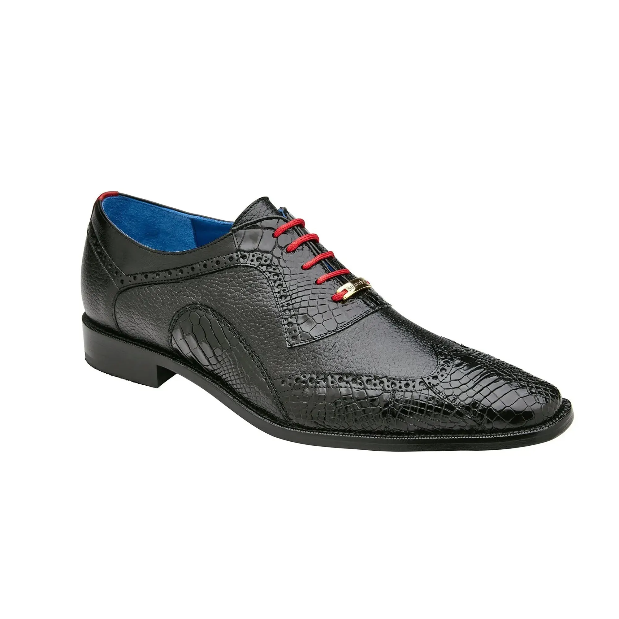 Belvedere Exotic Skin Shoes Belvedere Roberto in Black Alligator & Leather Dress Shoes
