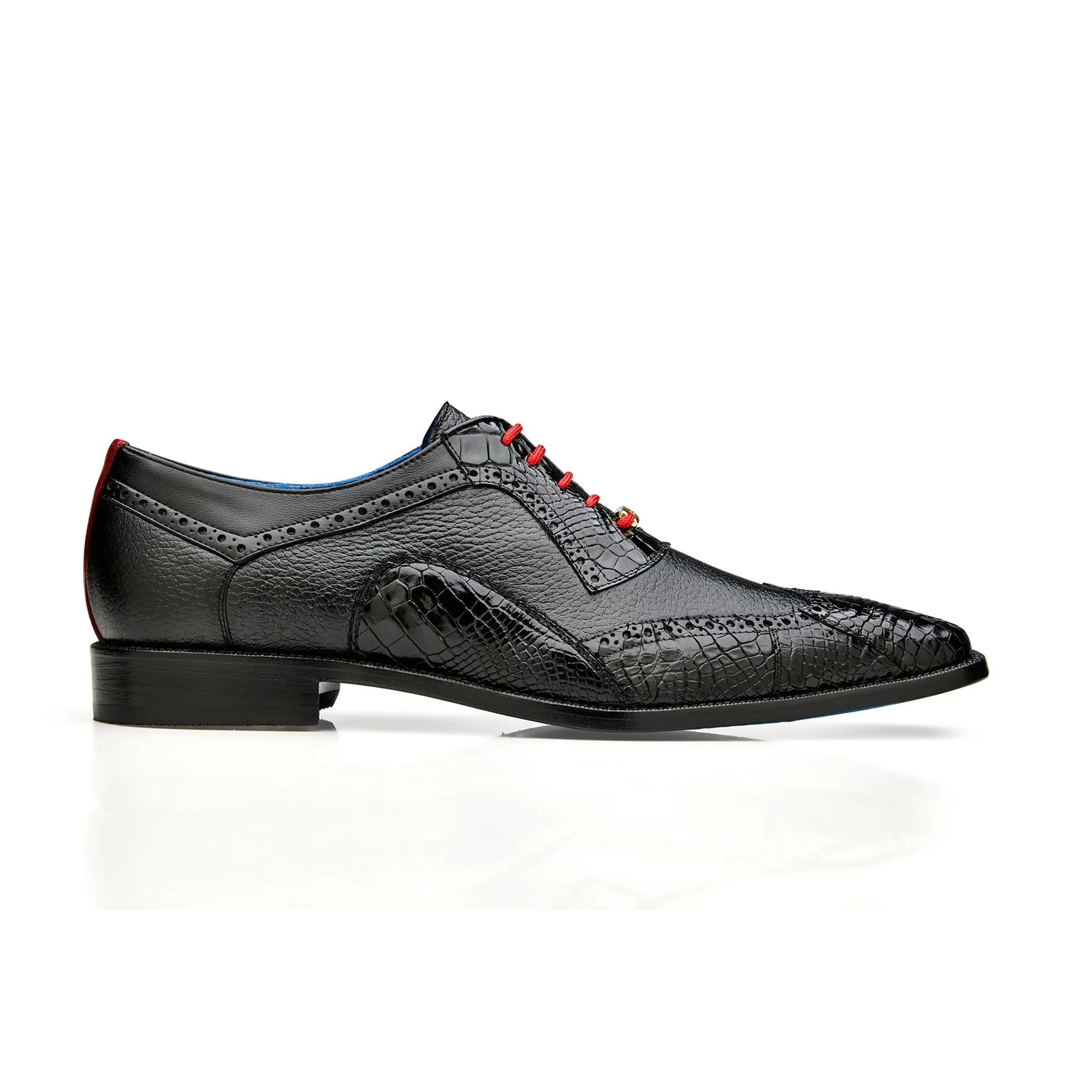 Belvedere Exotic Skin Shoes Belvedere Roberto in Black Alligator & Leather Dress Shoes