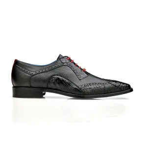 Belvedere Exotic Skin Shoes Belvedere Roberto in Black Alligator & Leather Dress Shoes