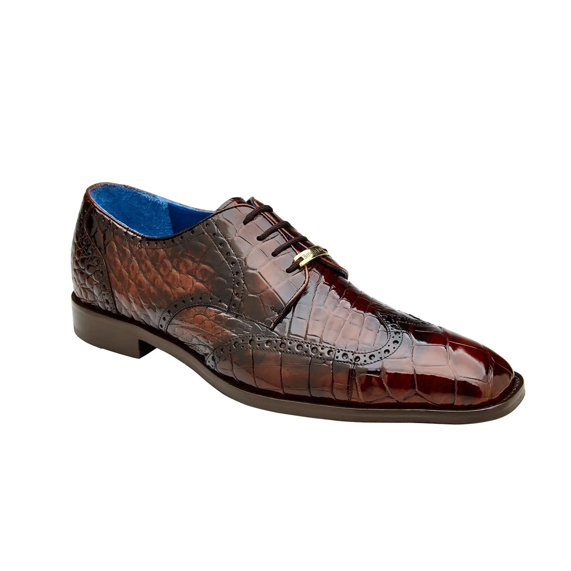 Belvedere Exotic Skin Shoes Belvedere Santo in Antique Brown Alligator Oxfords