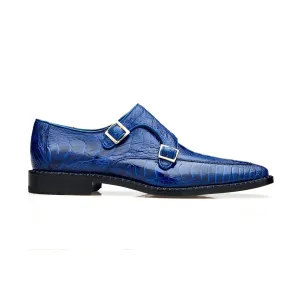 Belvedere Exotic Skin Shoes Belvedere Valiente in Antique Ocean Ostrich Leg Monkstraps