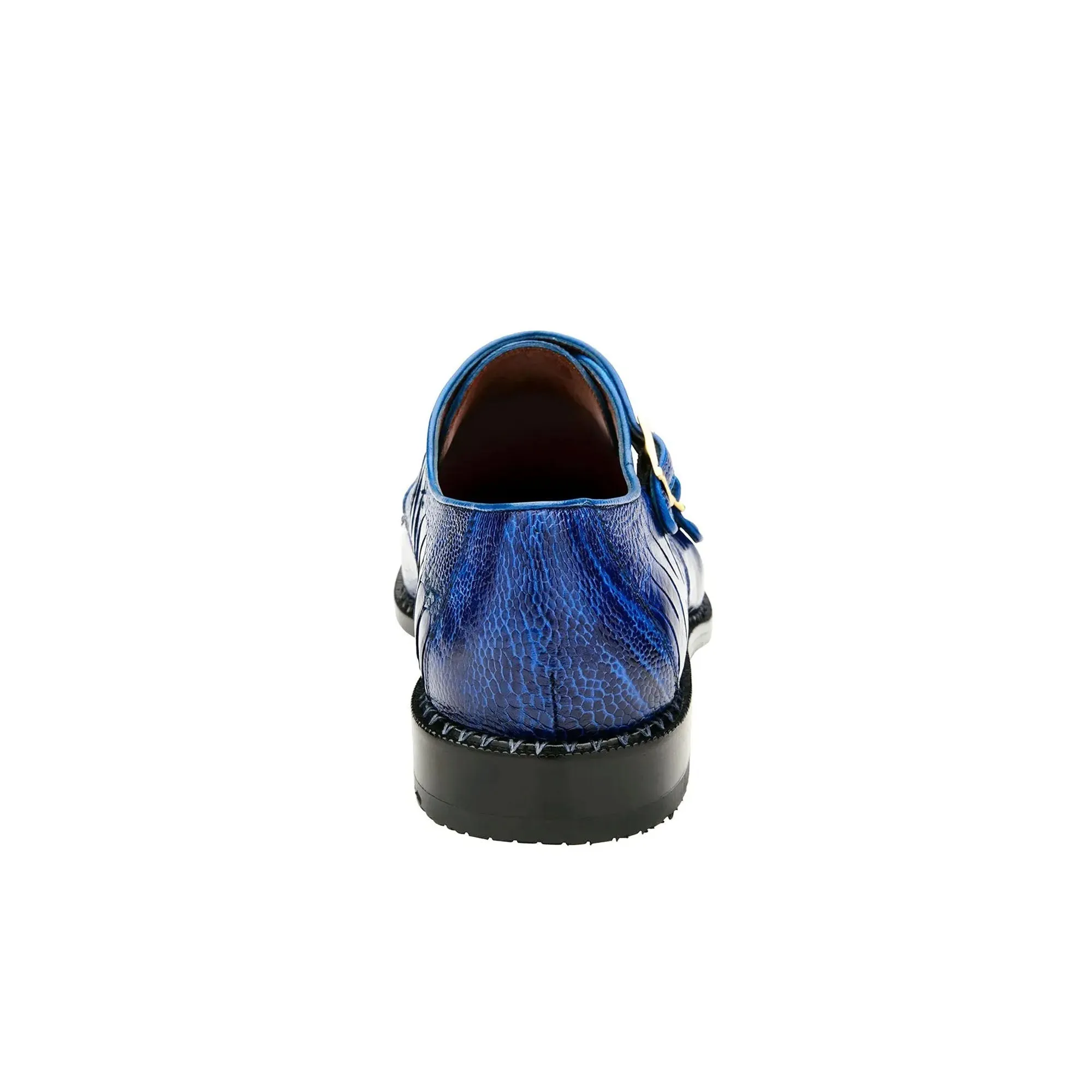 Belvedere Exotic Skin Shoes Belvedere Valiente in Antique Ocean Ostrich Leg Monkstraps