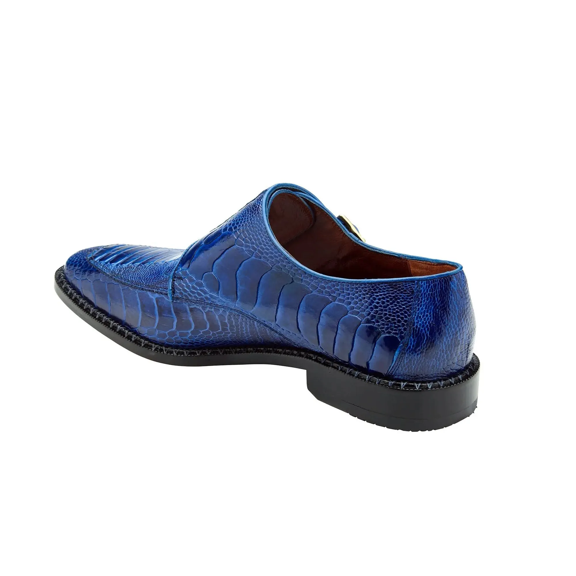 Belvedere Exotic Skin Shoes Belvedere Valiente in Antique Ocean Ostrich Leg Monkstraps