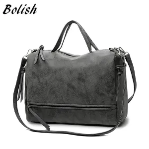 Bolish Brand Fashion Female Shoulder Bag Nubuck Leather women handbag Vintage Messenger Bag Motorcycle Crossbody Bags Women Bag Fashion Nova Bags