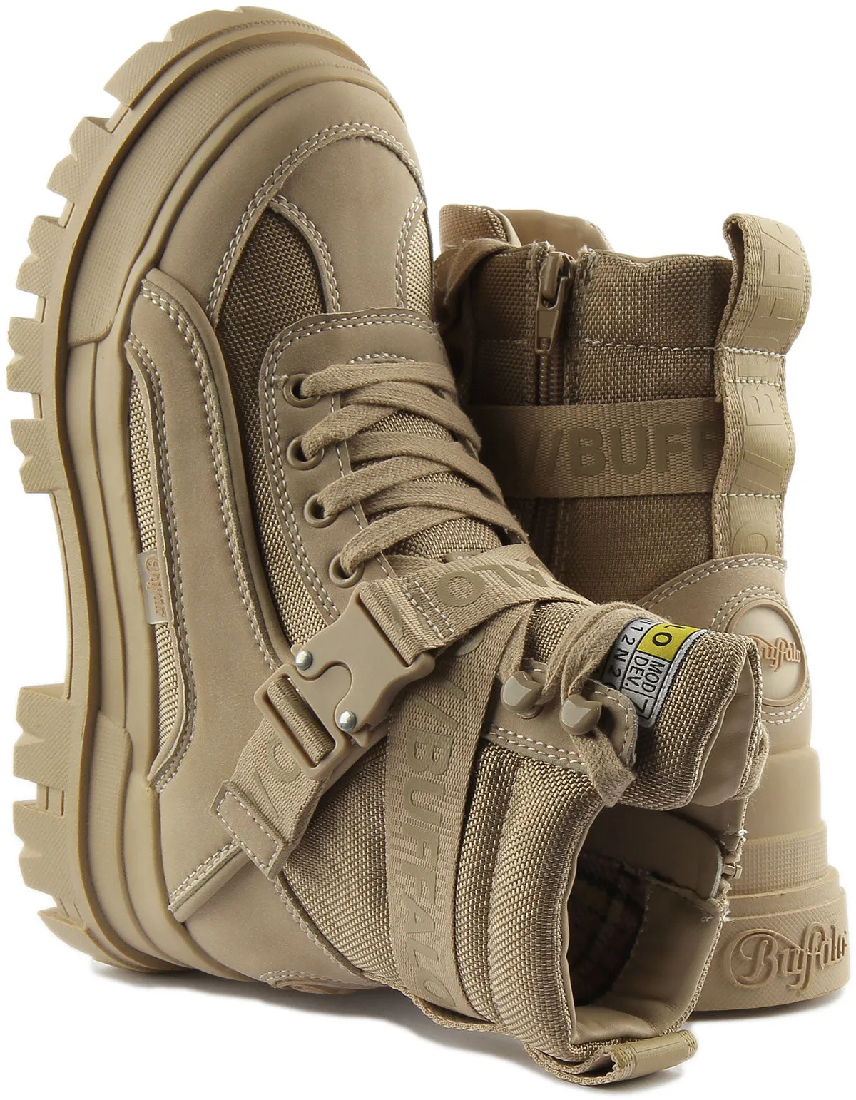 Buffalo Aspha Com1 Boots In Beige Shoes Buffalo